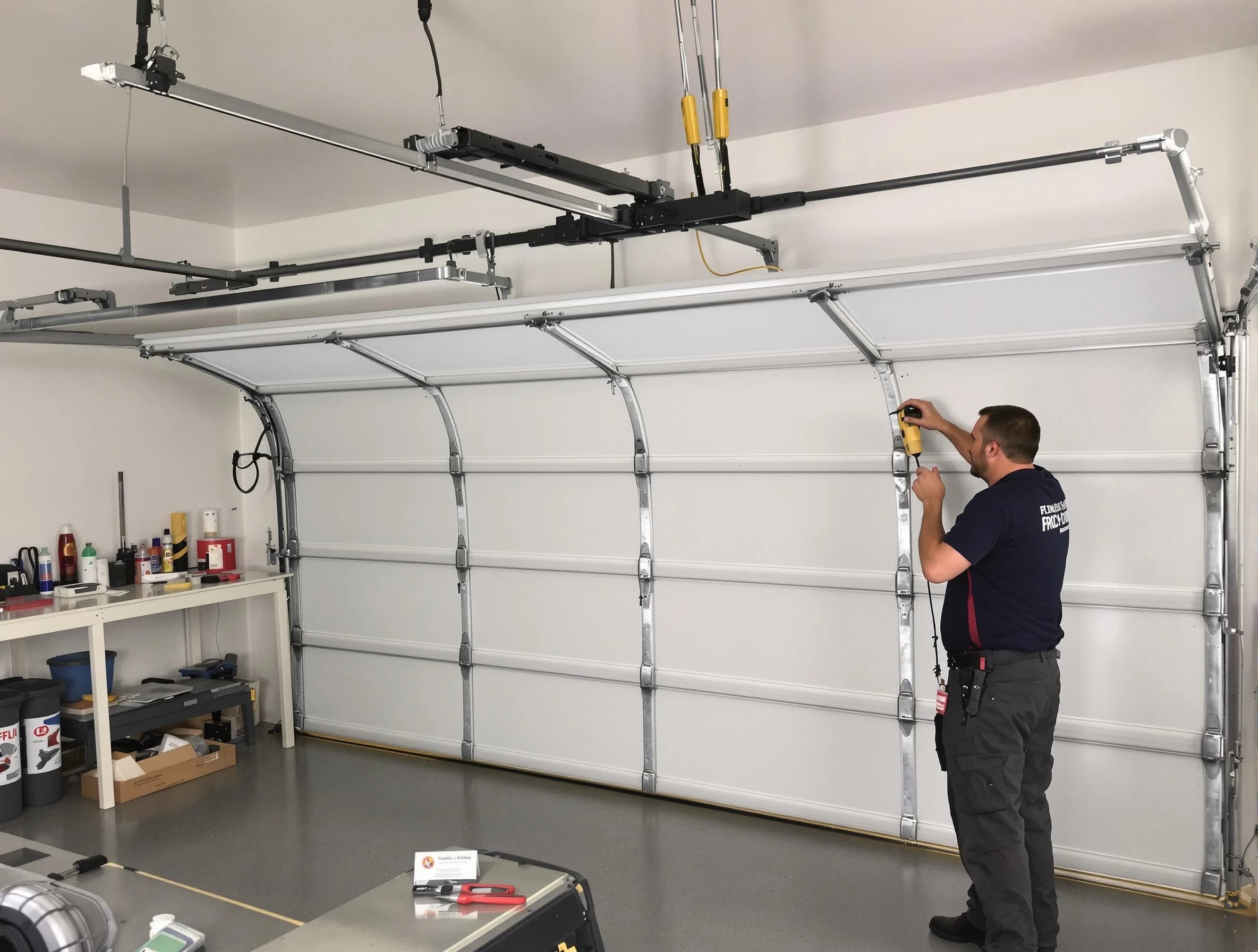 Robinson Garage Door Repair certified technician performing overhead door system repair in Robinson
