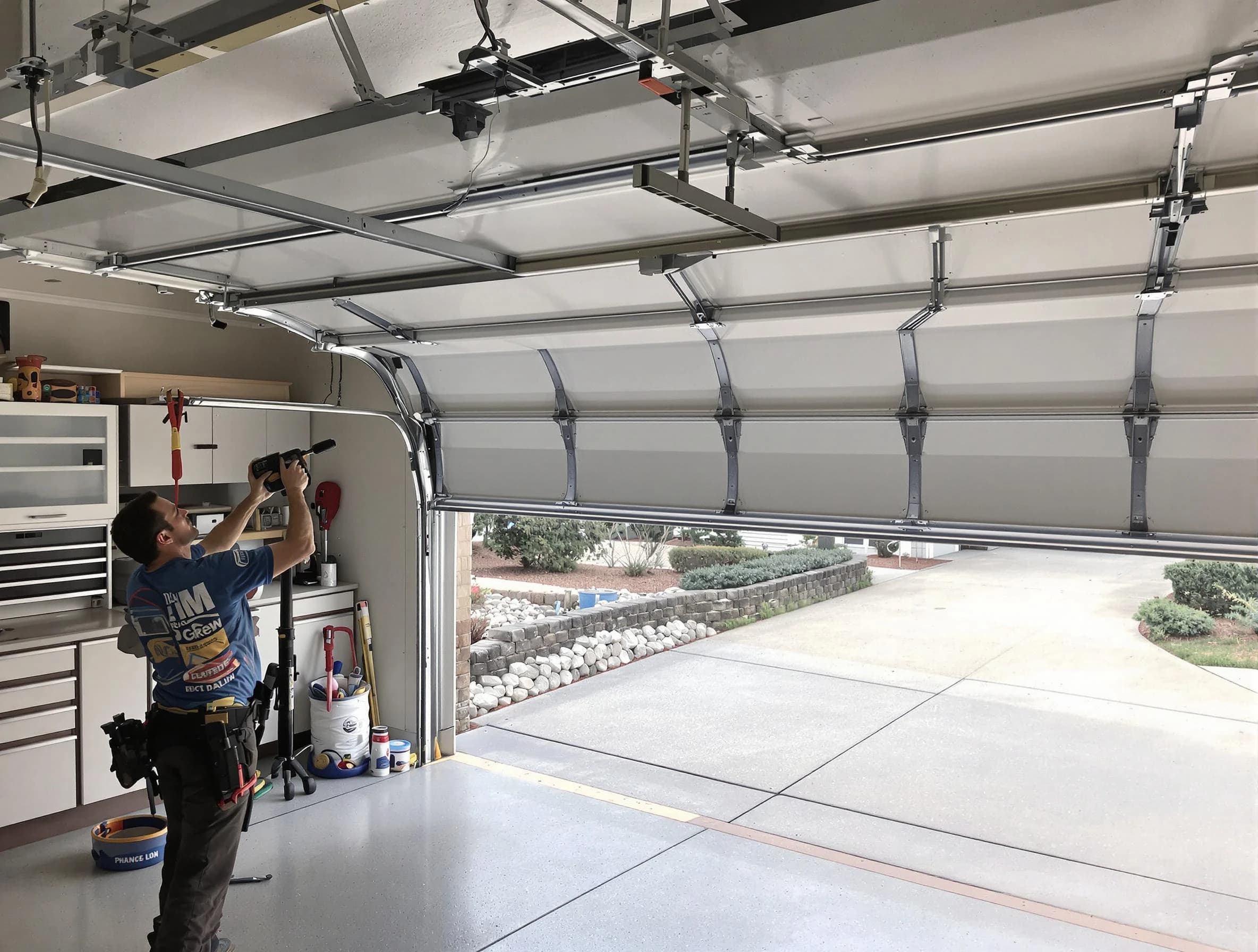 Garage door track repair service by Robinson Garage Door Repair in Robinson