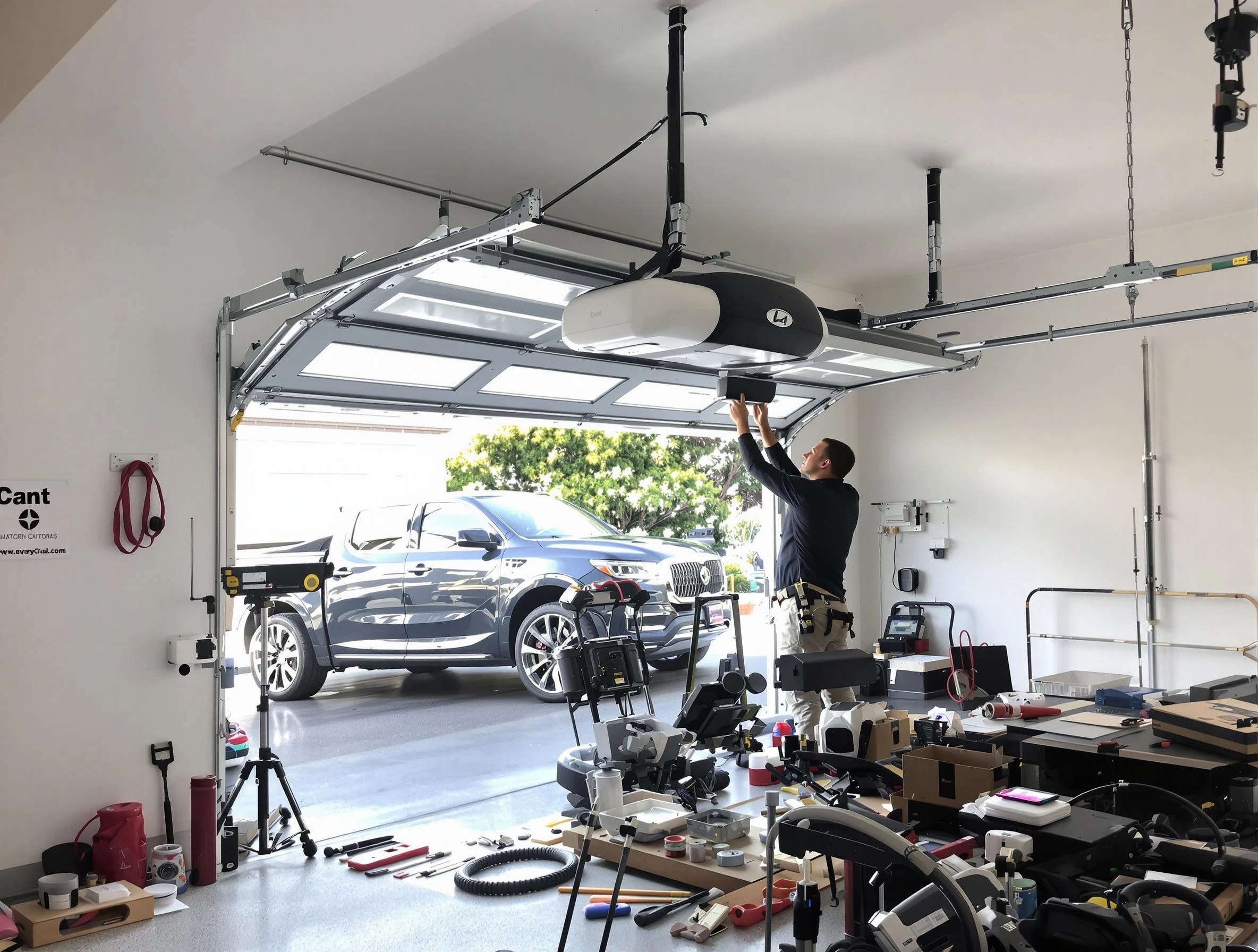 Robinson Garage Door Repair specialist installing smart garage door opener system in Robinson home