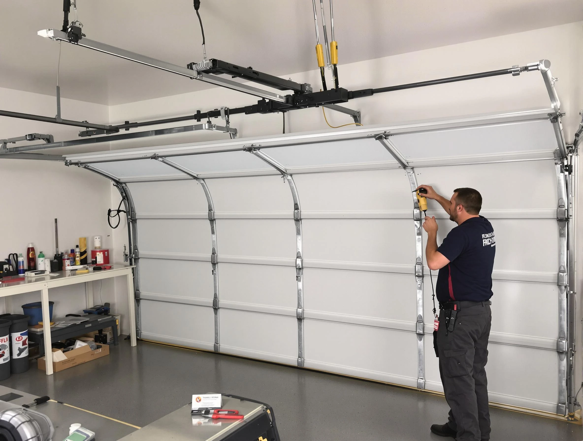 Robinson Garage Door Repair certified technician performing overhead door system repair in Robinson