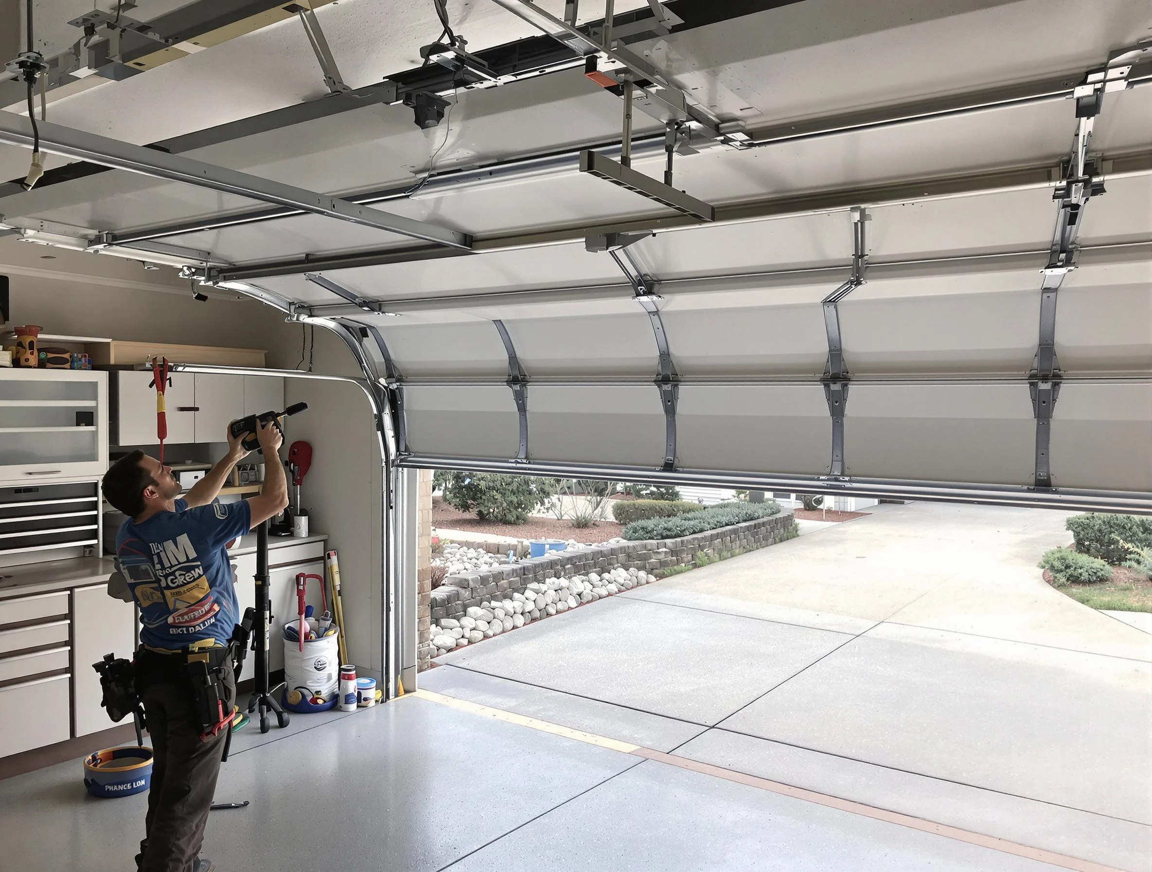 Garage door track repair service by Robinson Garage Door Repair in Robinson